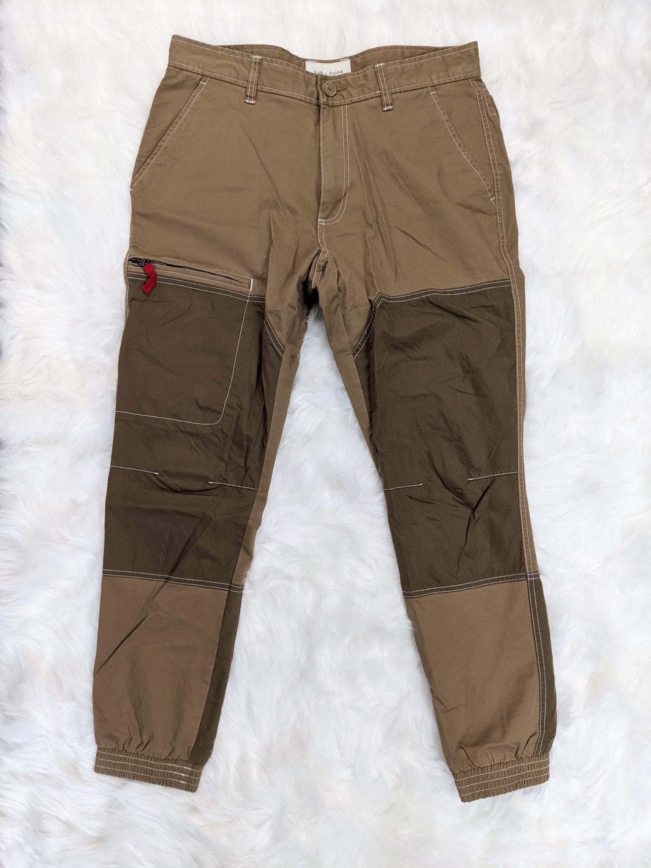 hiking pants cotton double knee patch knees jogger retro streetwear