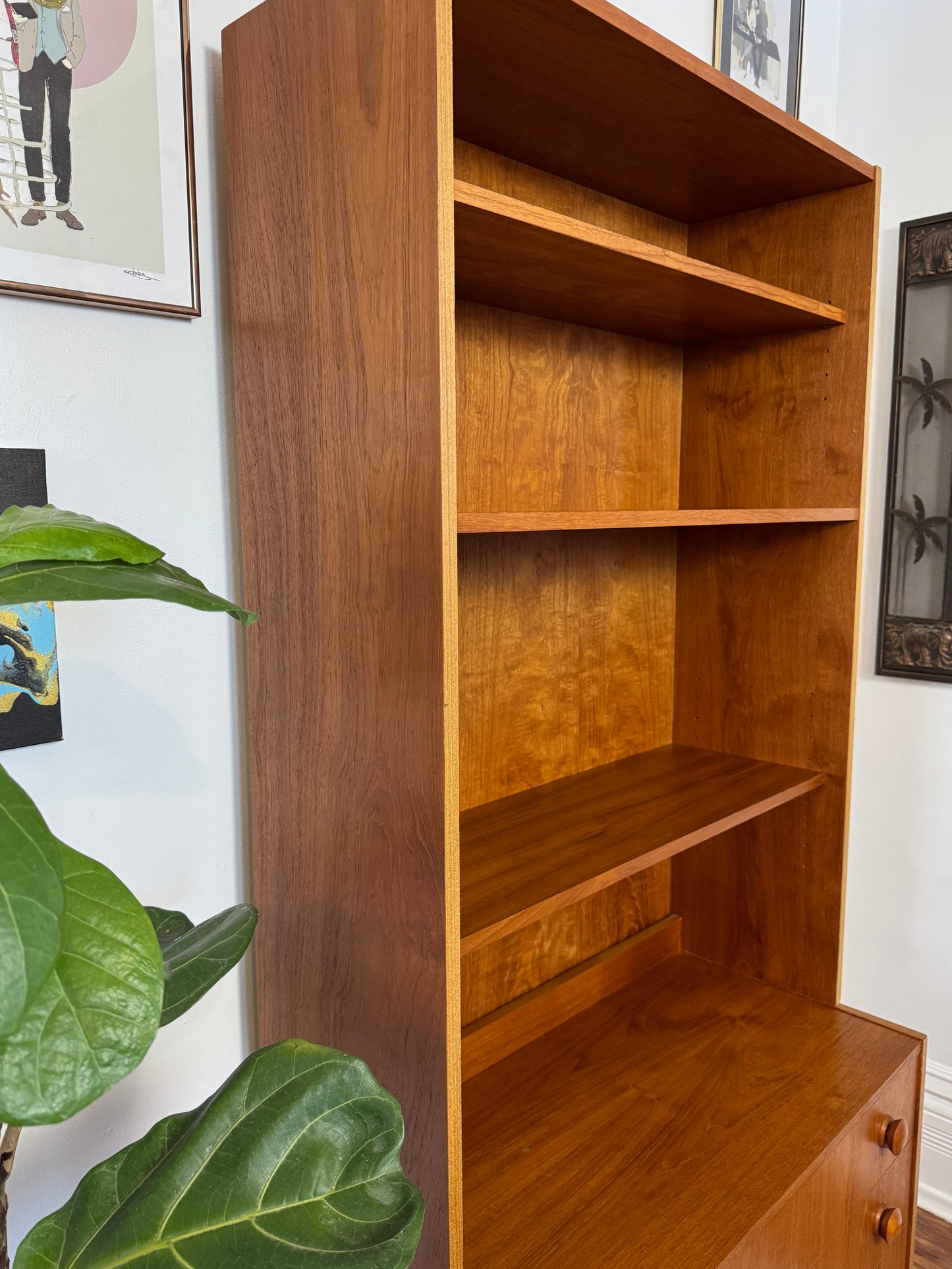 Vintage Teak Bookshelf w/ 4 Drawers
