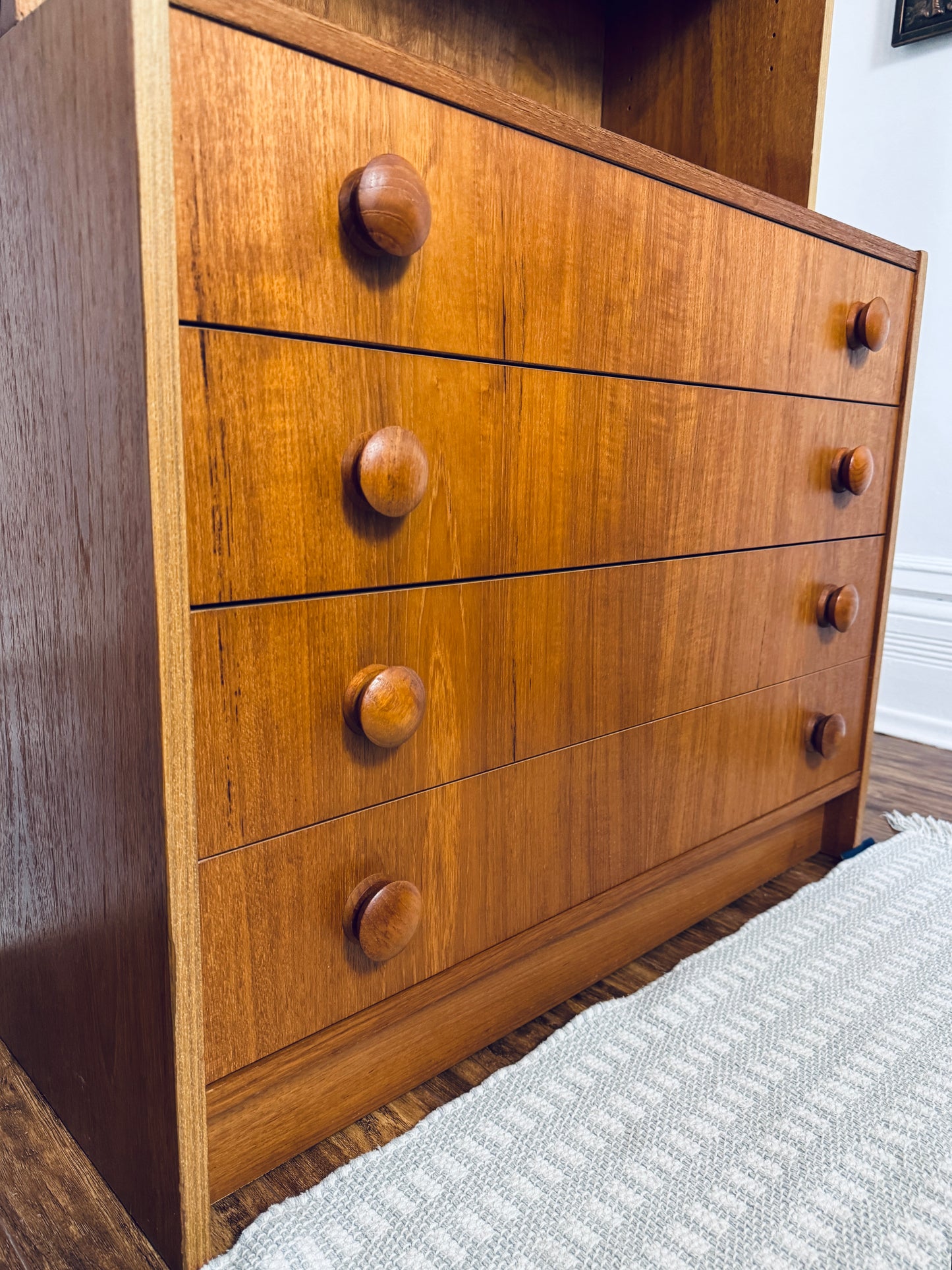 Vintage Teak Bookshelf w/ 4 Drawers