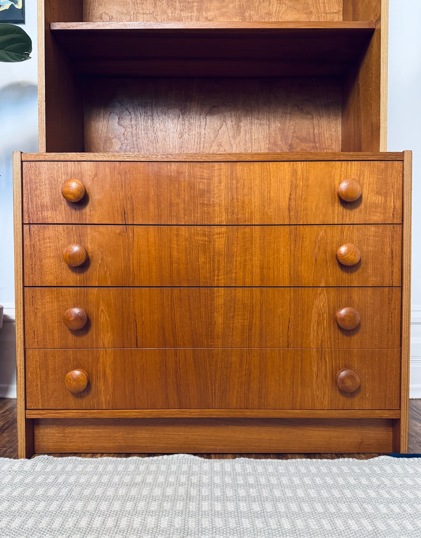 Vintage Teak Bookshelf w/ 4 Drawers